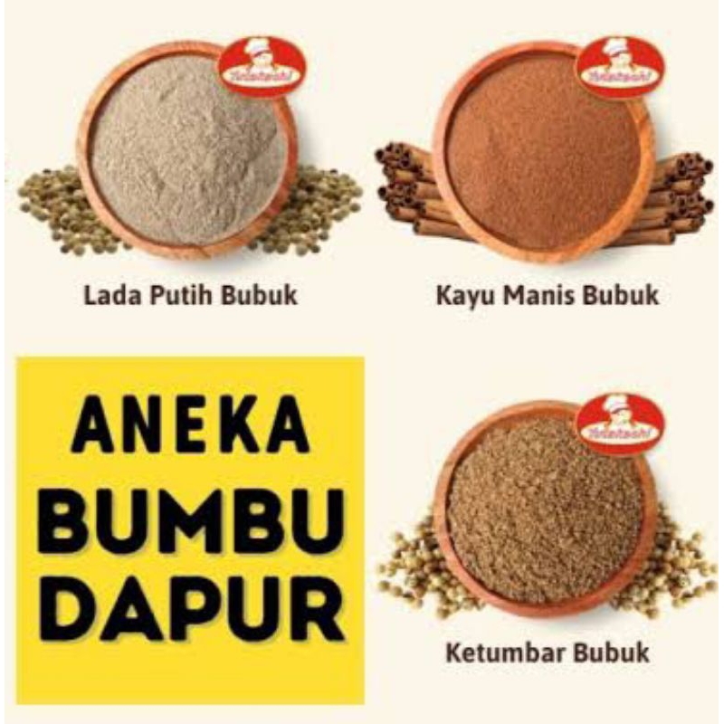 

Aneka Bumbu Dapur SANGRAI serbuk, edisi BAWANG PUTIH matang instan siap pakai