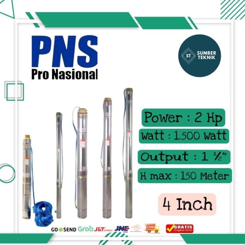 PNS PRO NASIONAL Pompa Air Celup Satelit Submersible 4 Inch 2 Hp 1500 Watt (Pompa+Control Box)