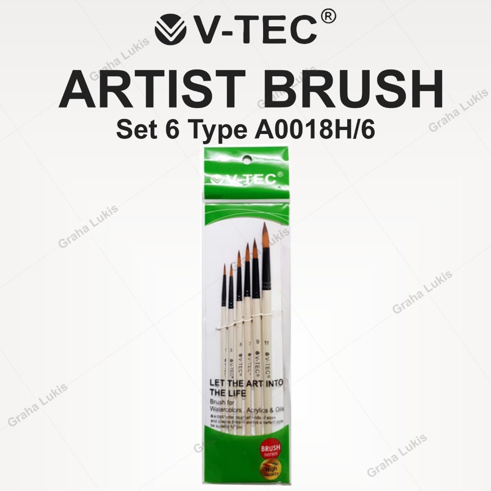 

KODE R49O VTec Round Brush 18H Set 6 Kuas Lukis Set 6