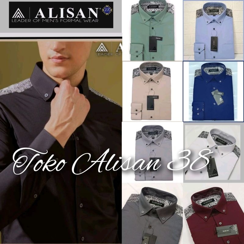 Kemeja Alisan Polos Slim Fit Model Pundak Batik Lengan Panjang (100% ORI)