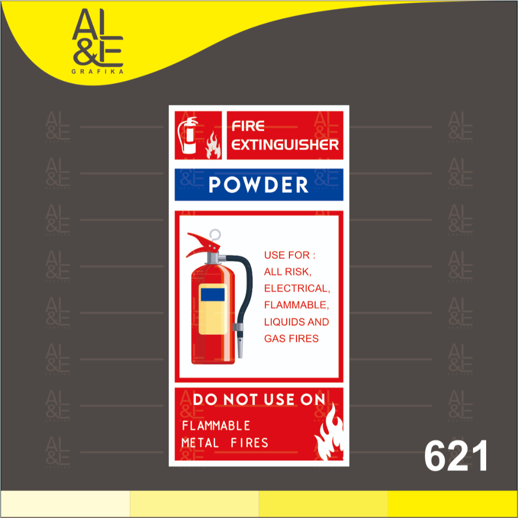 

621 - Stiker Fire Extinguisher Carbon Powder, Sticker Vinyl, Premium, Tahan Air