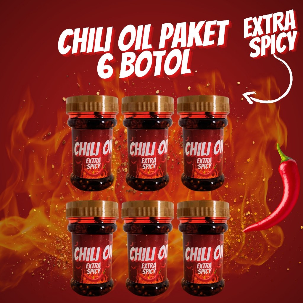 

Chili Oil Extra PedasPaket 6 Botol By Mie Jontor Ukuran 150 G