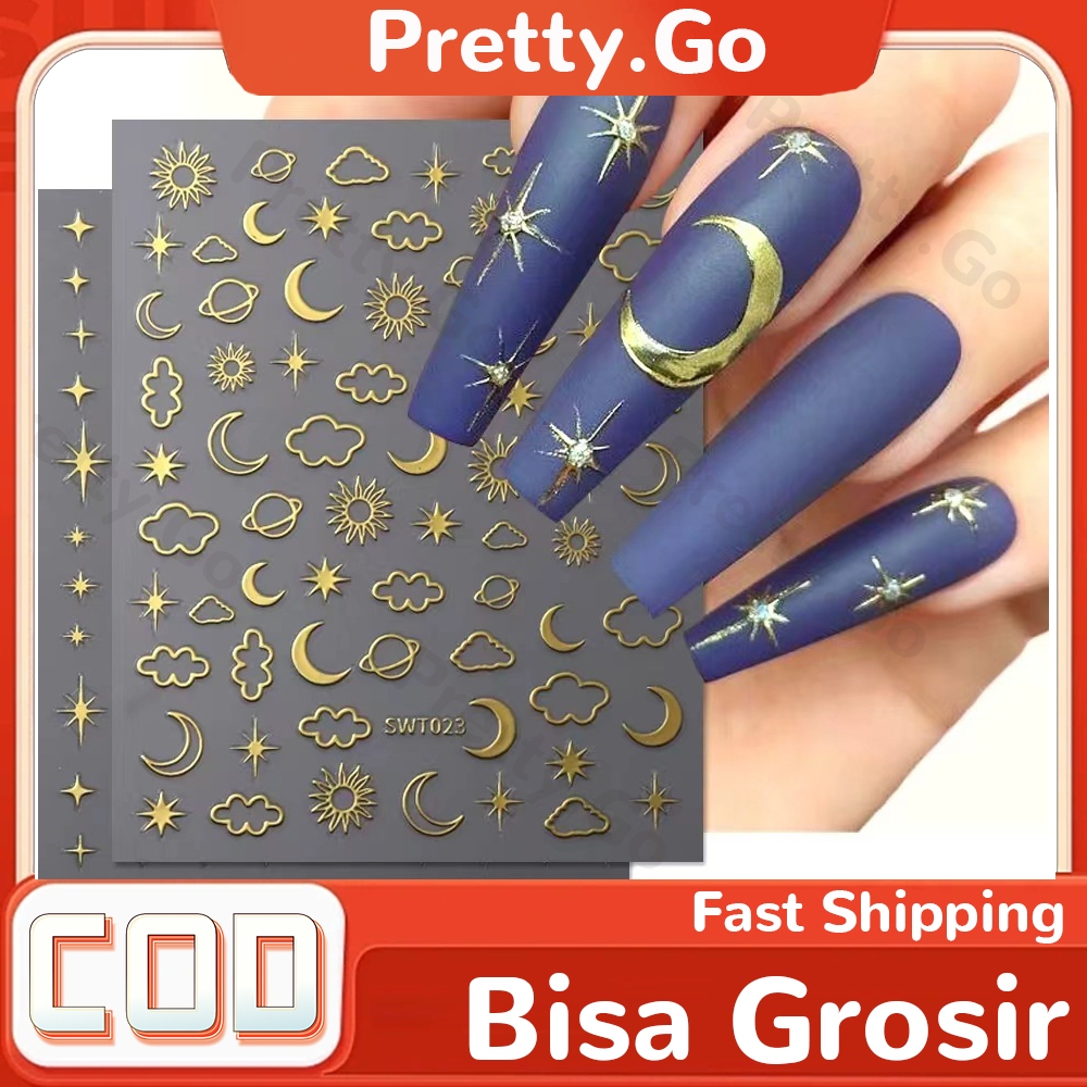 Stiker Kuku Bintang Sparkle Stiker Kuku Nail Art Anak Dewasa Sparkle Bintang Perak/Emas