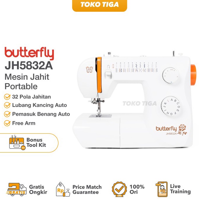 Barang Pilihan Mesin Jahit BUTTERFLY JH5832A  JH 5832 A Multifungsi Portable