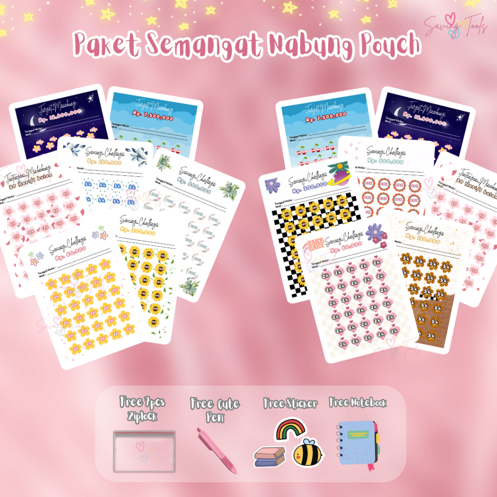 

Paket Nabung Pouch Zipper | Savings Challenge | Target Menabung