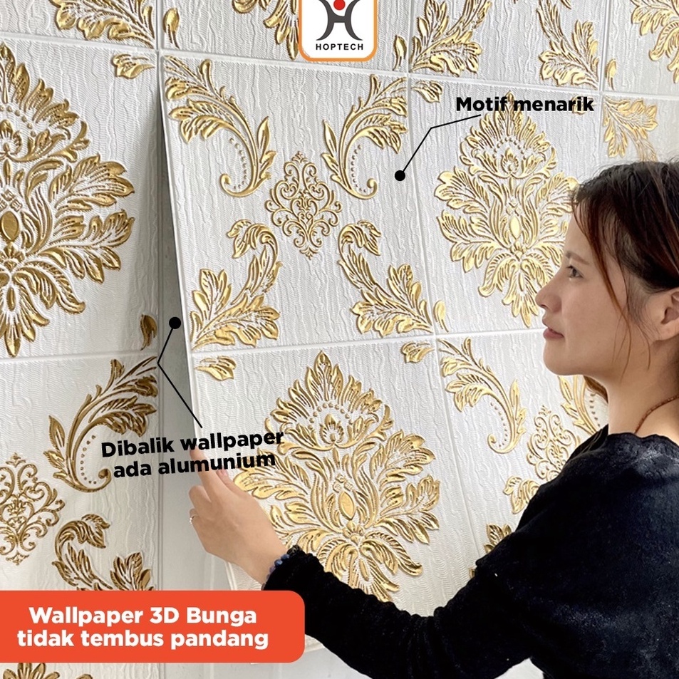 GRC Wallpaper 3D FOAM  Wallpaper Dinding 3D Motif Foam Batik Bunga More High Quality  Wallfoam 3D