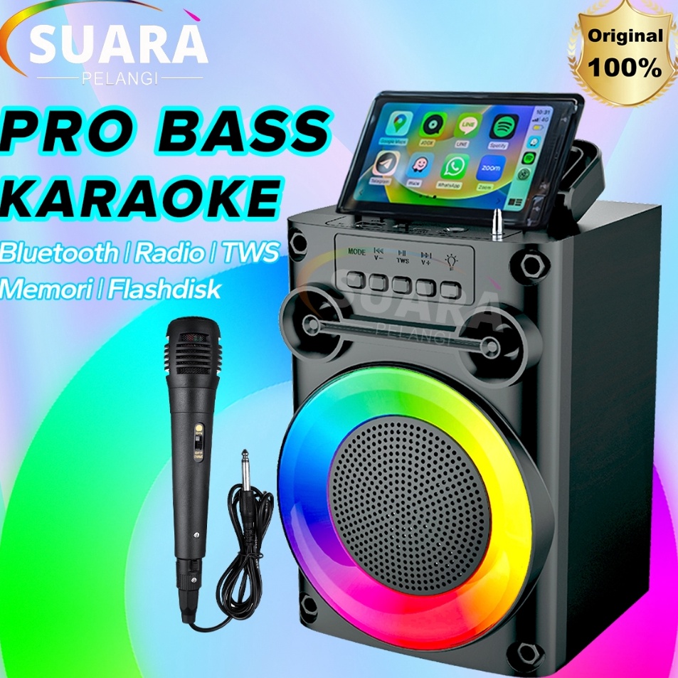 Kreatif PRO BASSSpeaker Bluetooth Karaoke Protable Super Bass Polytron Besar Original Mini Wireless 
