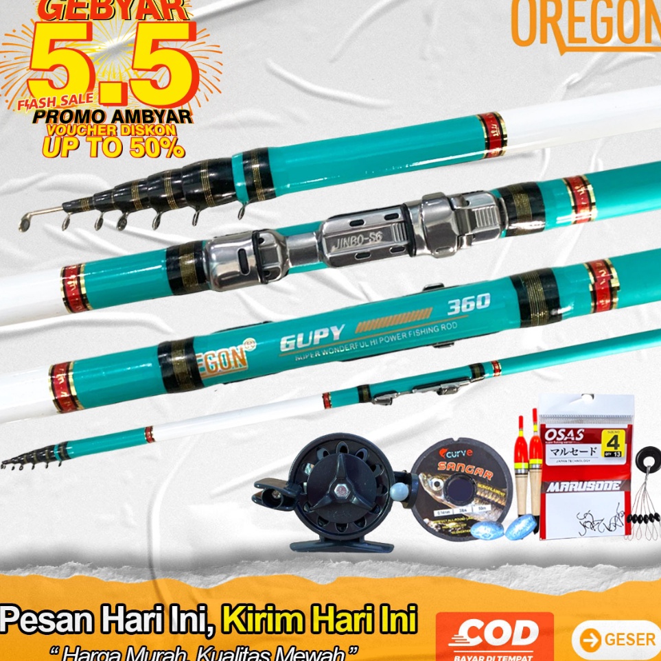 KODE A69J SET LENGKAP Pancing Tegek Kolong Oregon Gupy Sudah Kolong Siap Pakai Joran
