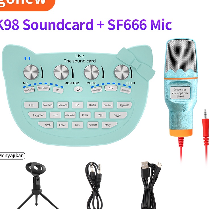 Gonew Soundcard K98 Audio USB External Sound Card mic Mixer kartu suara phone PC