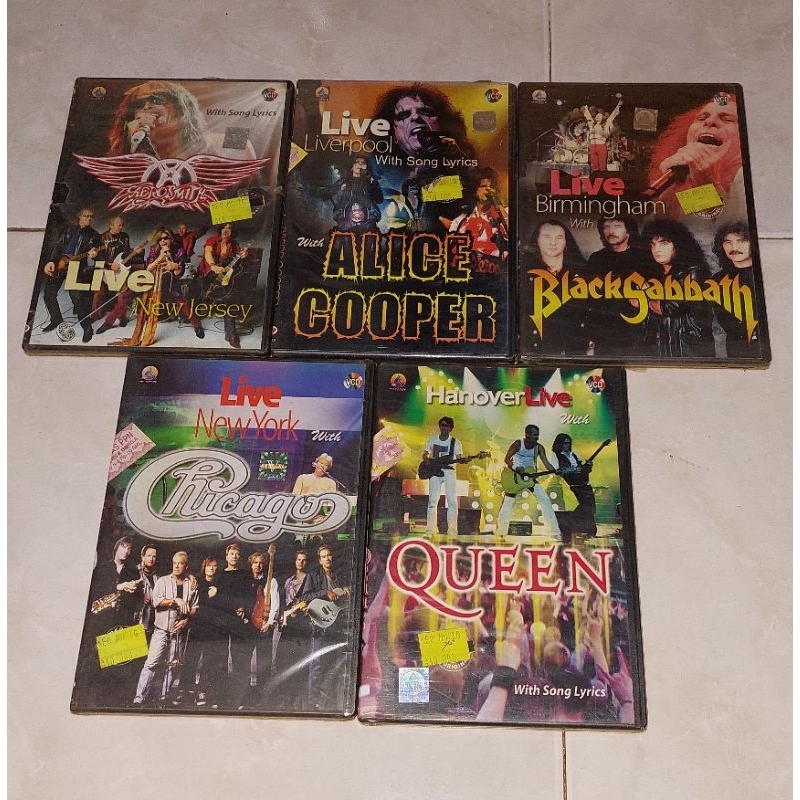 vcd original AEROSMITH-Live In New Jersey / ALICE COOPER-Live Liverpool / BLACK SABBATH-Live Birming