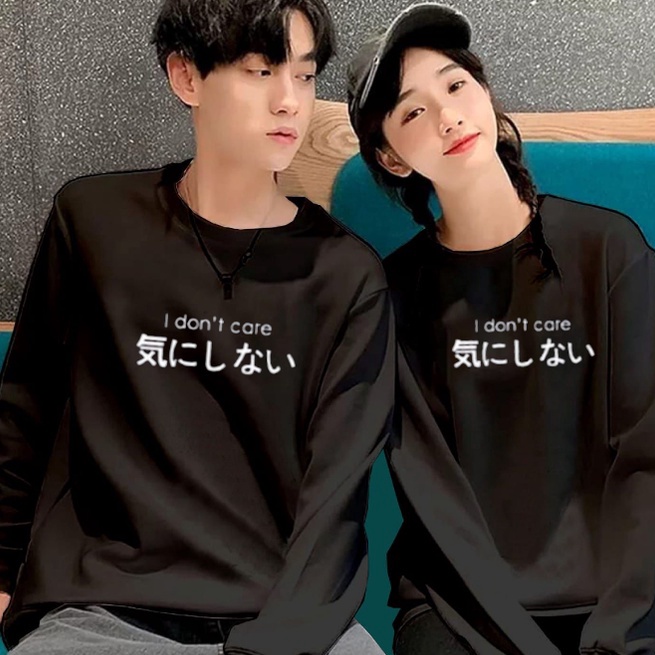 HOT SALE COD BAJU LENGAN PANJANG PASANGAN I DONT CARE  KAOS COUPLE DISTRO TRENDY TERLARIS
