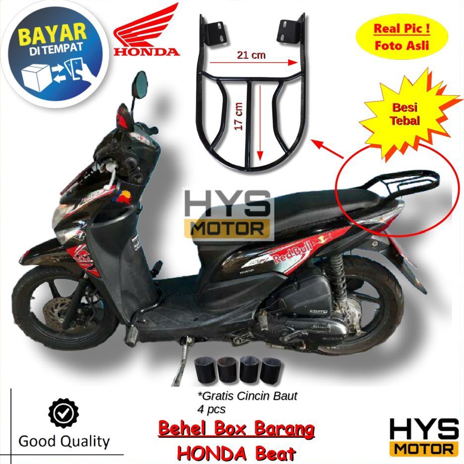 HYS Behel Box Motor BEAT Deluxe New  Street  Fi Injeksi  Pop  Karbu Lama  Breket Begel Sandaran Jok 