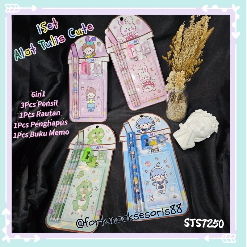 

6IN1 PERALATAN SEKOLAH FANCY / SET ALAT TULIS SEKOLAH / CUTE STATIONERY SET / STS7250