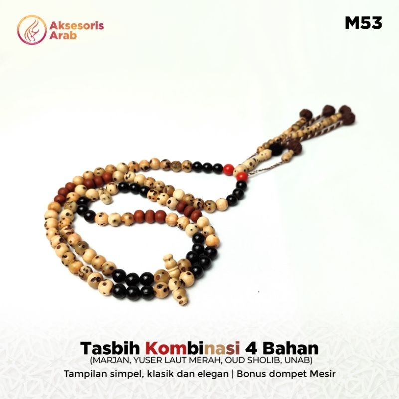 Tasbih Premium Tasbih Unab mix Yuser Laut Merah, Oud Sholib dan Marjan Asli