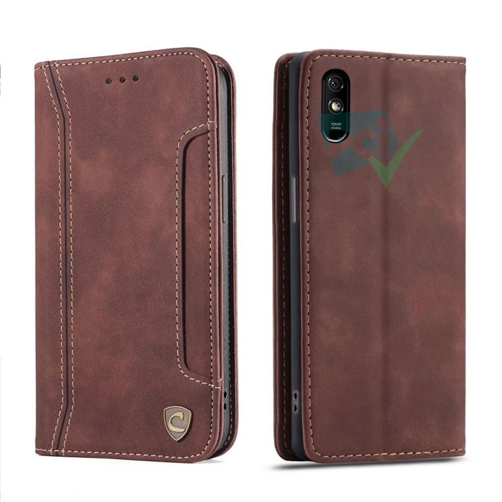 Case Xiaomi Redmi 9A Wallet Extra Slot Card Full 360 Degree Super Mewah Flip Cover Auto Lock Casing 