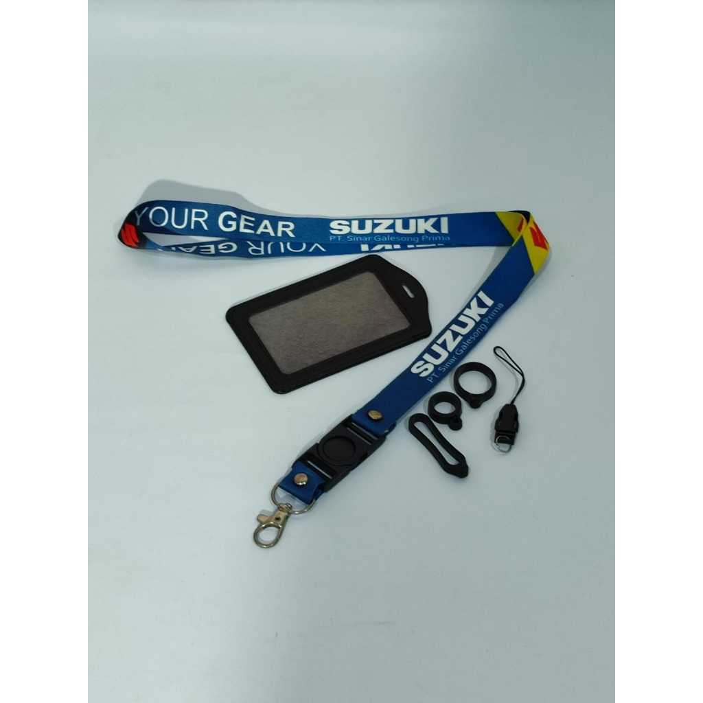 

Lanyard Premium Suzuki " FREE " Case Gantungan Karet Oring Cantolan / Lanyard ID Card Custom Pandawatali