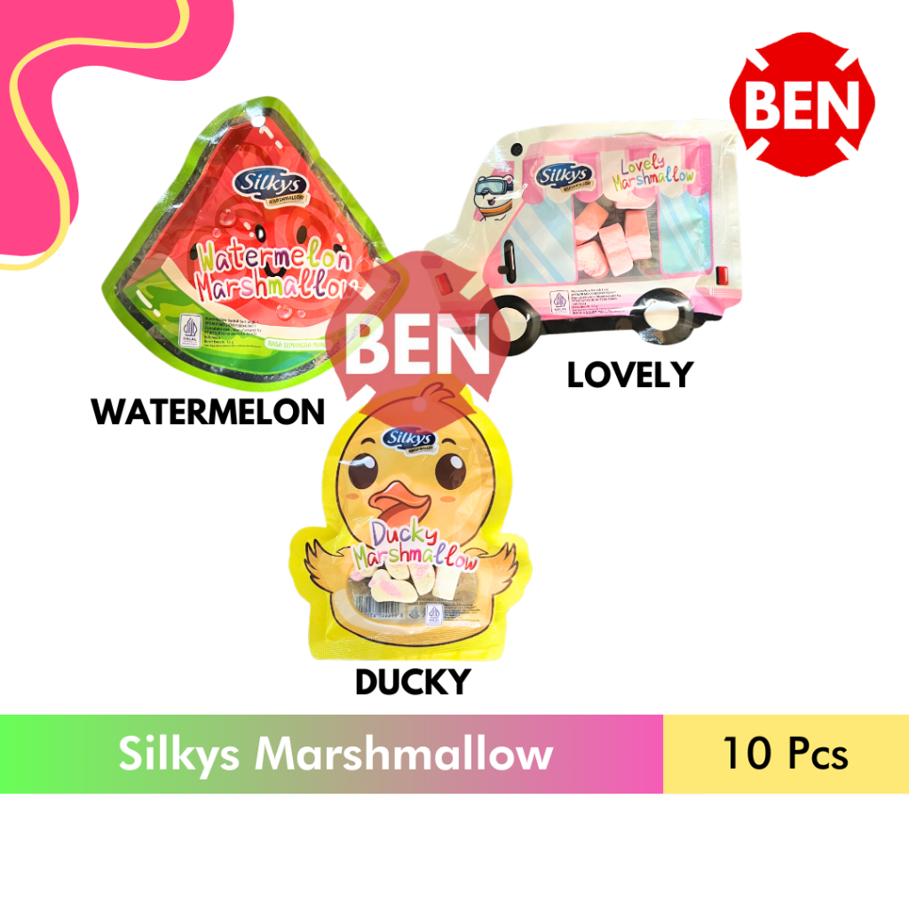 

Silkys Marshmallow DUCKY / LOVELY / WATERMELON 1 Pak 10 Pcs Yogurt Mix Jeruk / Yogurt Mix Strawberry / Semangka - Orange Stroberi