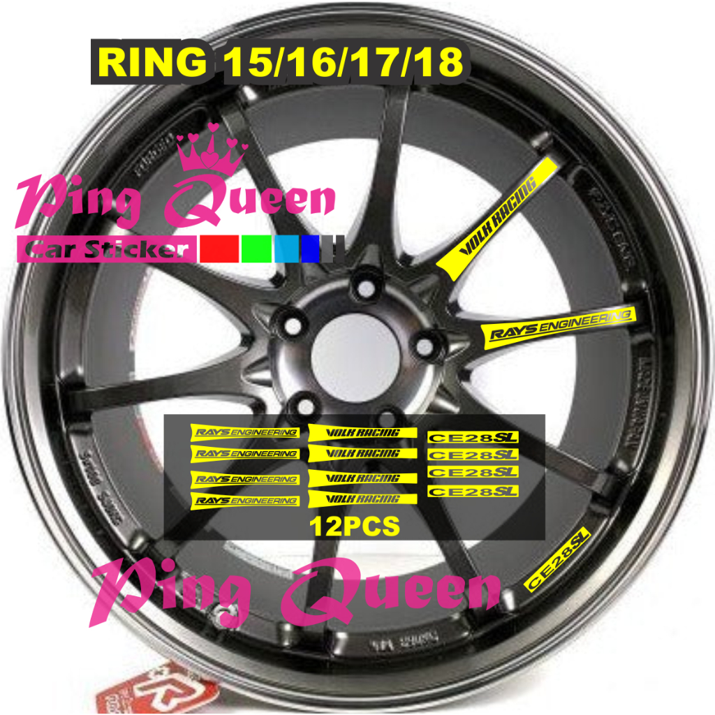 12 PCS sticker Velg Mobil Volk racing ce28 sticker velk mobil volk racing ce28 ring 15 16 17 18
