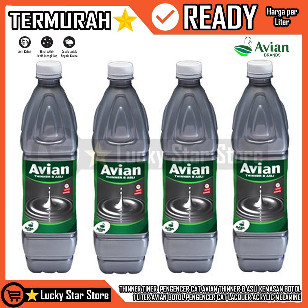 Avian Brands Thinner B Asli 1 Liter Botol Pengencer Cat Nc Lacquer Acrylic Melamine Minyak Synthetic
