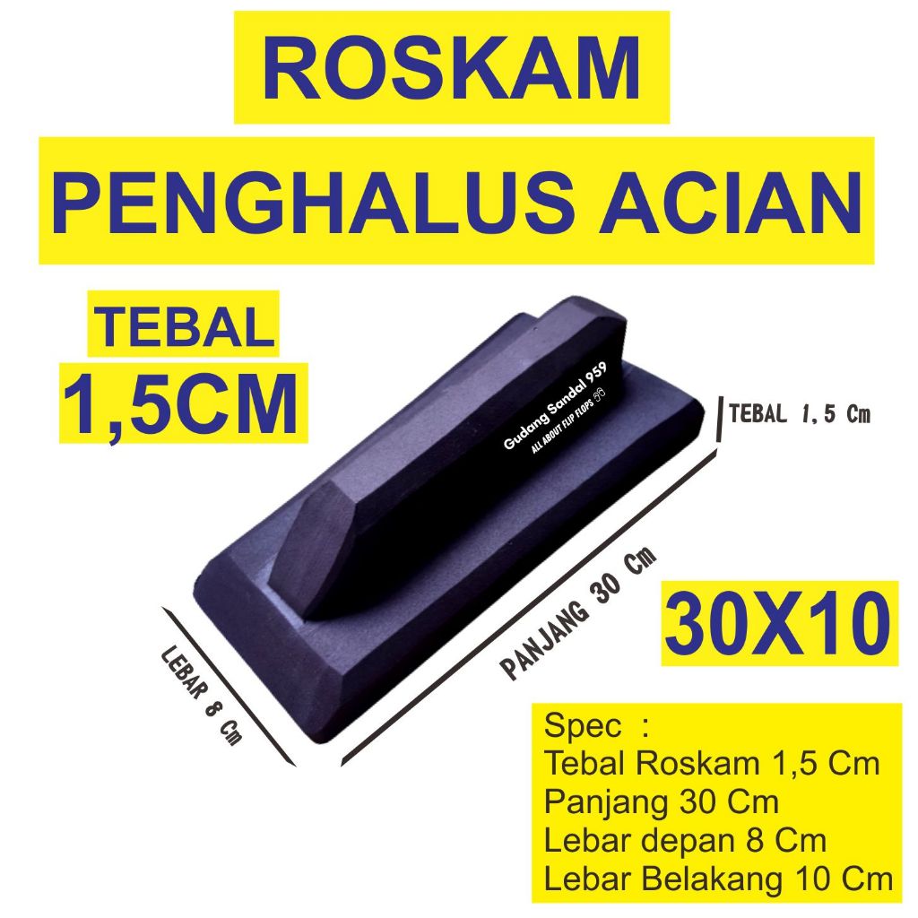 ROSKAM KARET SPON ATI TEBAL 1,5 CM HITAM UKURAN 30X10CM GOSOKAN ACIAN PENGHALUS TEMBOK SEMEN