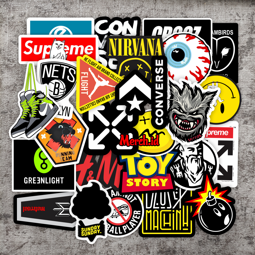 

Stiker Distro brand mix/ campur ukuran large size