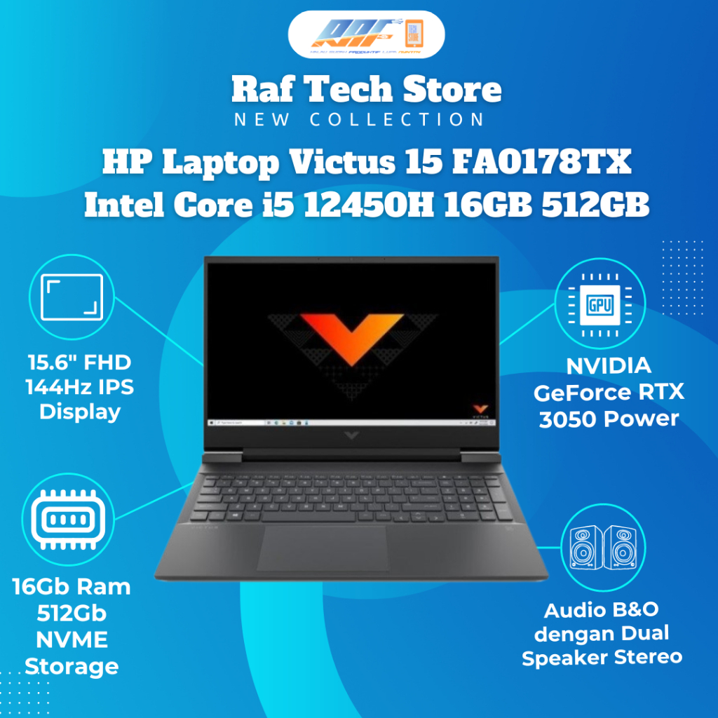 HP Laptop Victus 15 FA0178TX Intel Core i5 12450H 16GB 512GB WIN11 - Laptop Gaming - HP Gaming