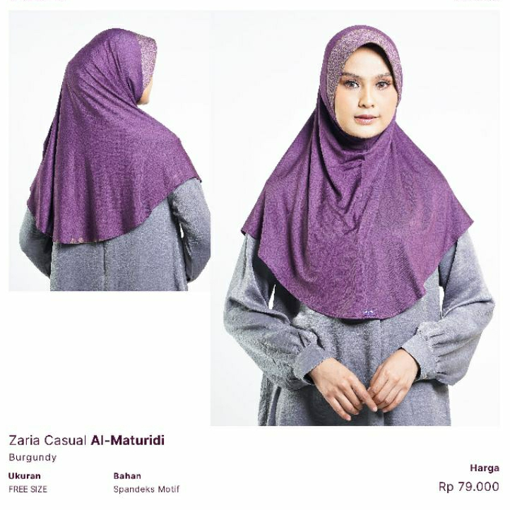 ELZATTA HIJAB KERUDUNG INSTAN BERGO MOTIF TERBARU ZARIA CASUAL AL-MATURIDI