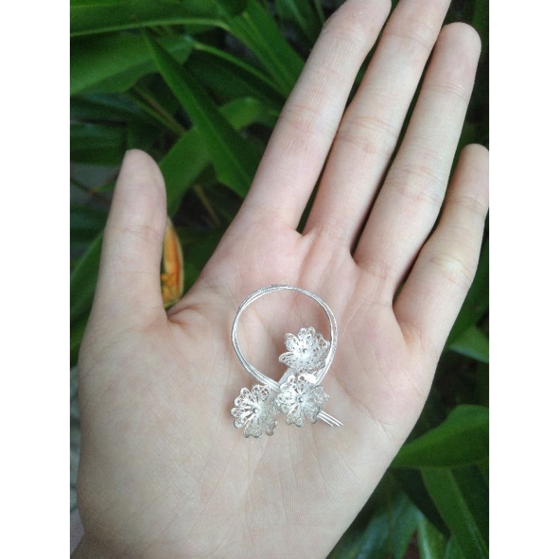 Bros Bunga Filigree Perak 925