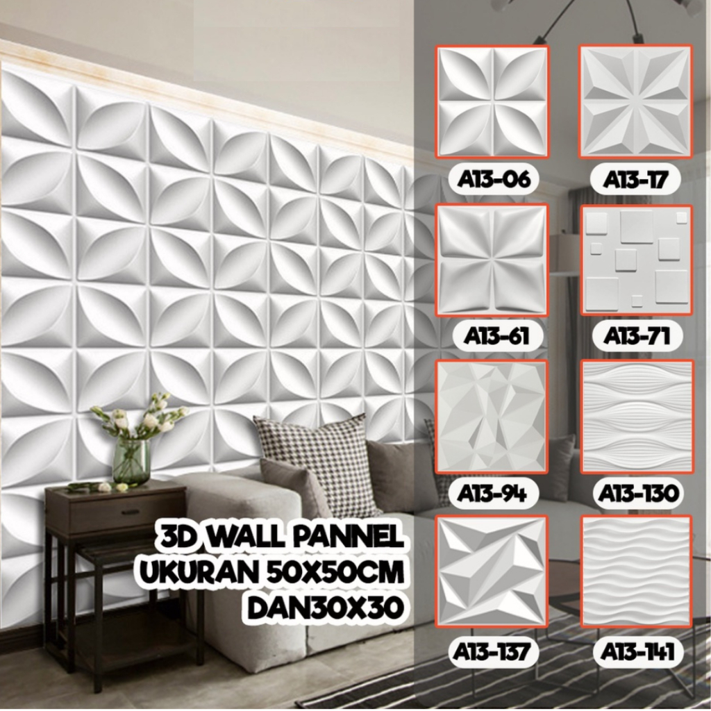 EASY DECORATION WALLPAPER PANEL 3D PVC WALLPANEL // WALLPAPER DINDING / WALL PANEL 50X50CM