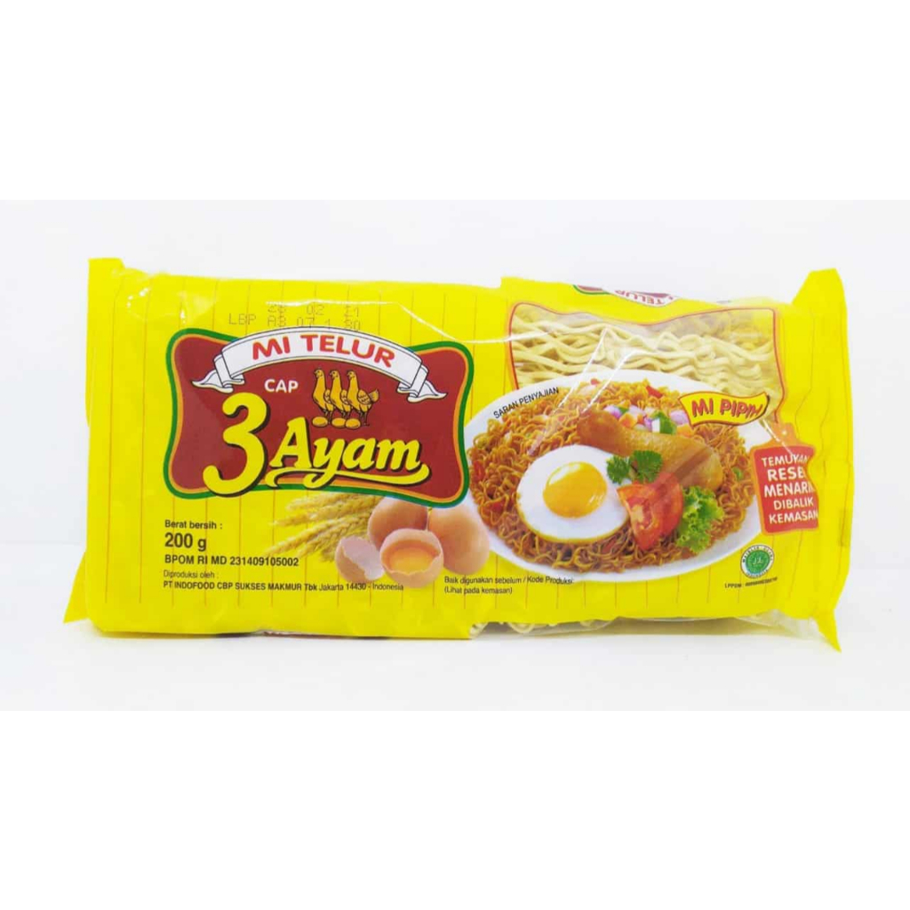 

3 Ayam Mie Telor Kuning 200GR | Mi telur tiga ayam kuning