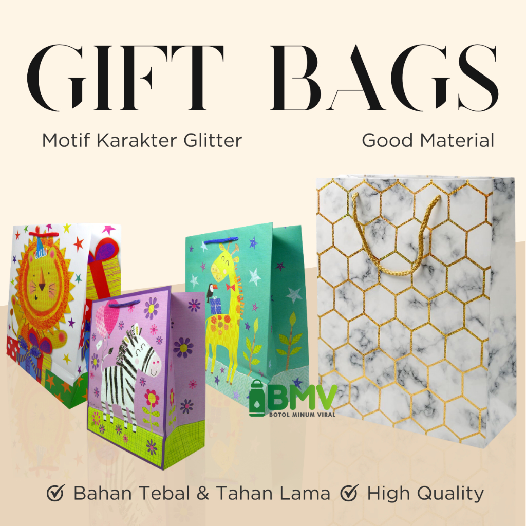 

Paper Bag Kado Aesthetic Hampers Motif Ulang Tahun Goodie Bag Premium