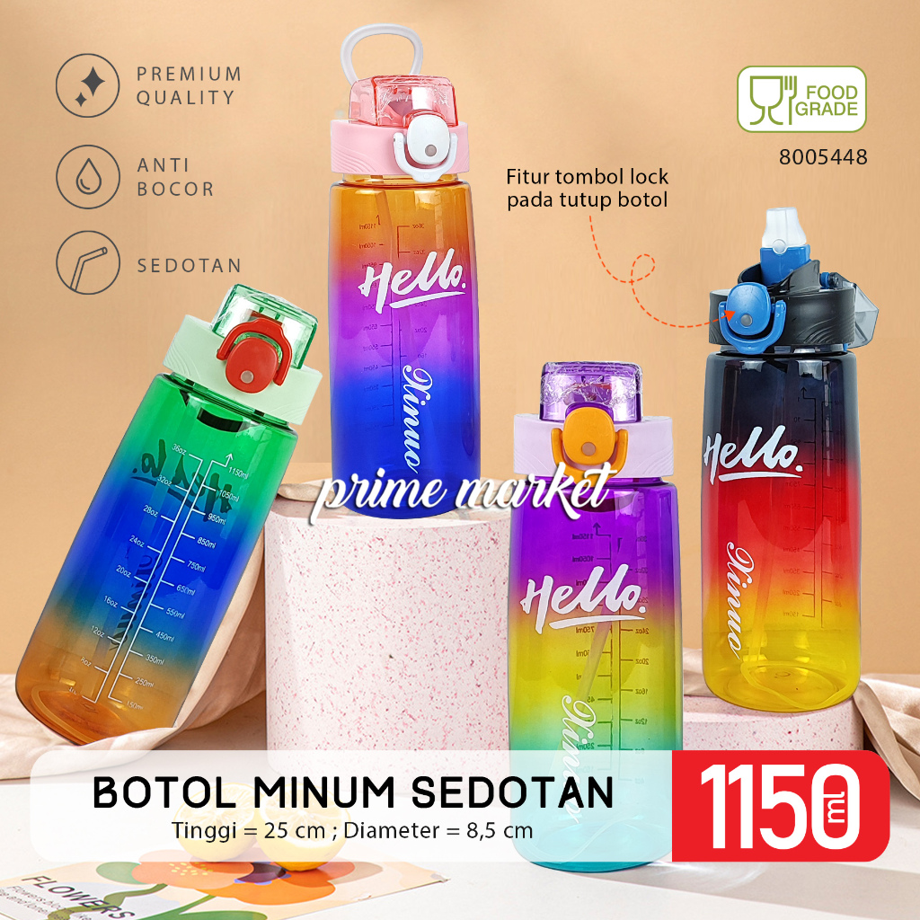 Botol Minum 1 Liter Botol Minum Sedotan Botol Minum Aesthetic Botol Air Minum Olahraga 3088 (8005448