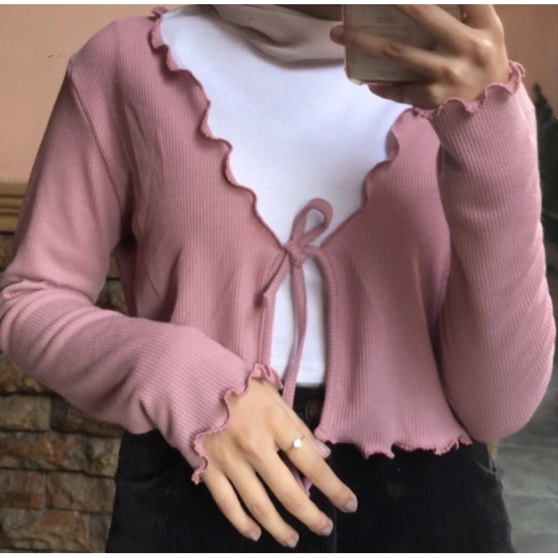 Cardigan Crop Tali Wanita Outer