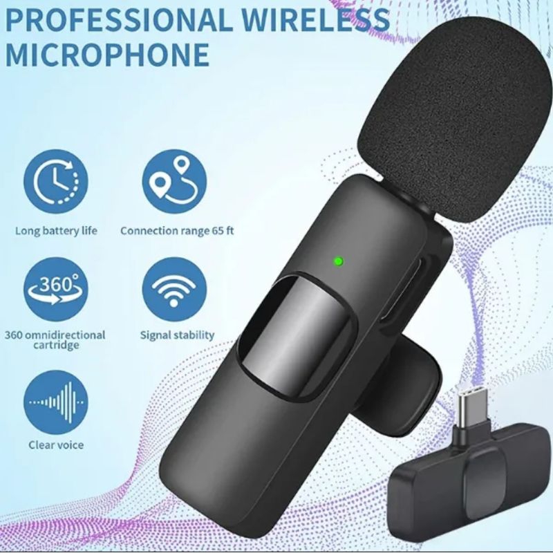 Mic Mikrofon clip on Nirkabel Wireless/berkendara gratis/Pasang dan mainkan/ Lavalier Mic Portabel A