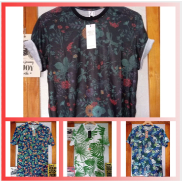 Kaos Distro Pria ILA rose full print kaos printing motif bunga HA SE