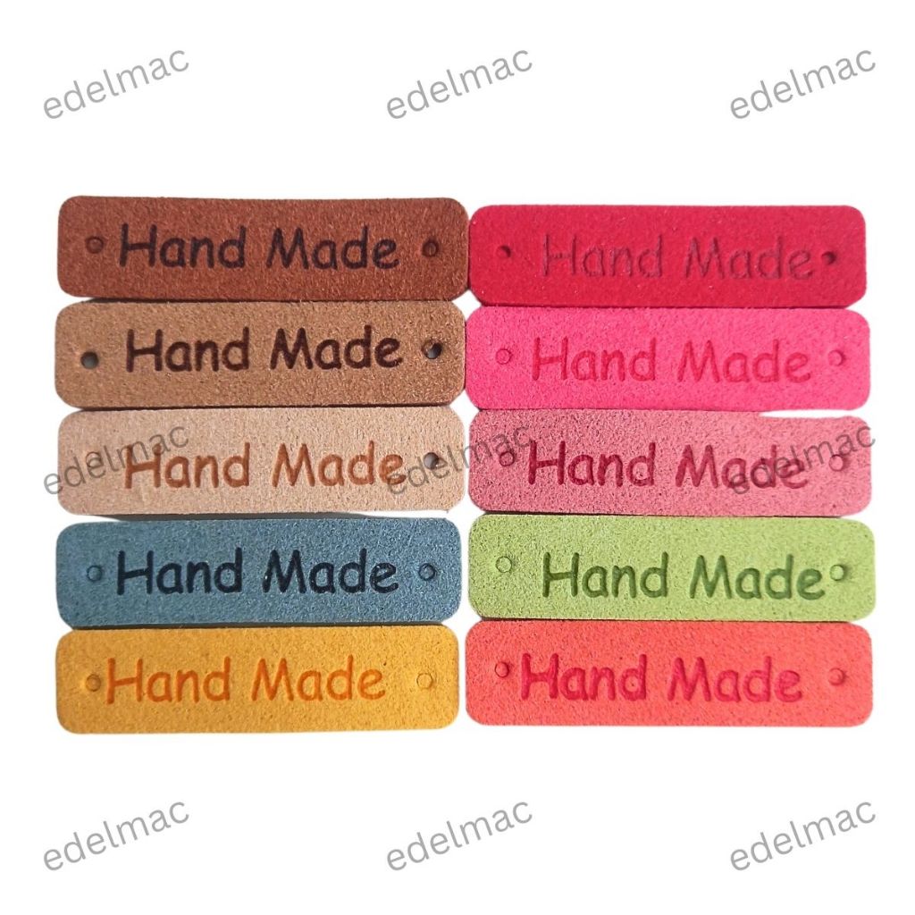 

Label Handmade Colorful Kulit Lembut Tag Microfiber Soft Leather Jahit Tempel Tas Topi Syal DIY