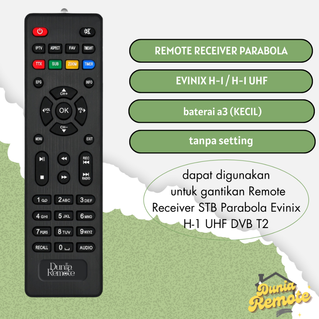 Remote Receiver Parabola Evinix H-1 UHF / Remot STB Evinix H-1 DVB T2
