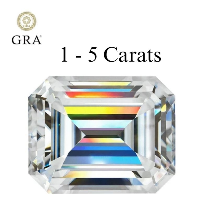 Diamond Moissanite D Color Emerald Cut GRA Certificate