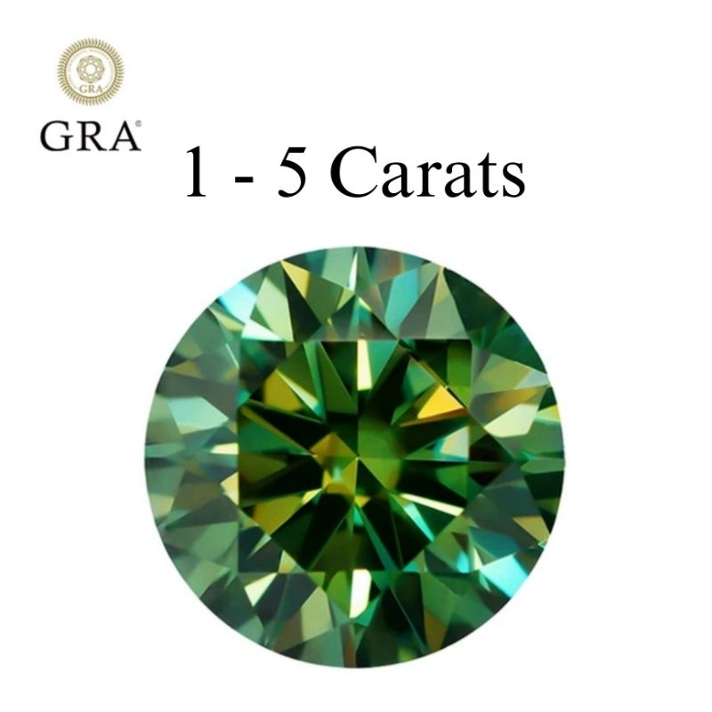 DIAMOND GREEN MOISSANITE ROUND CUT GRA SERTIFIKAT