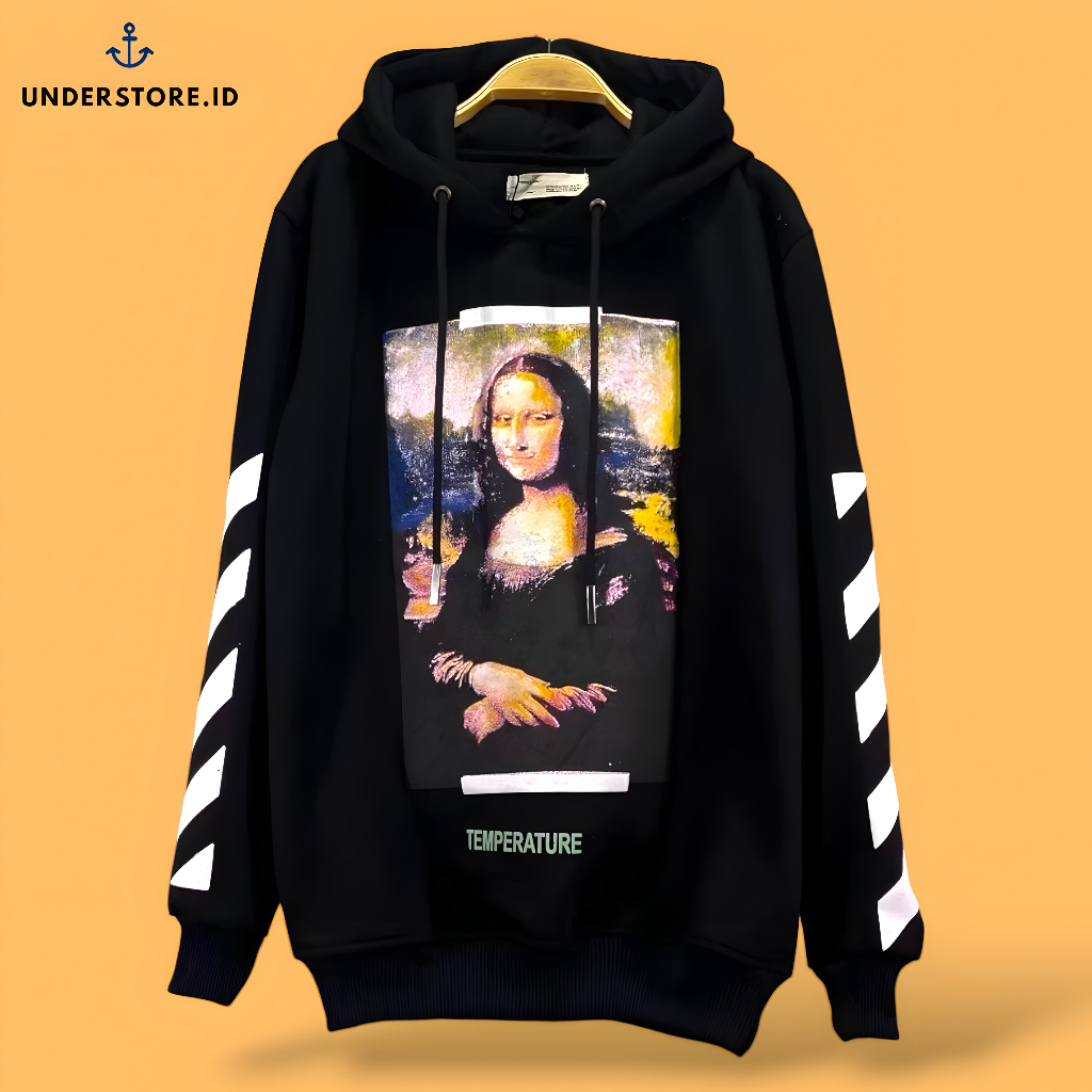 OFF WHITE Monalisa Sweatshirt - Hoodie Diagonal Painting Dimension Script Black Fulltag