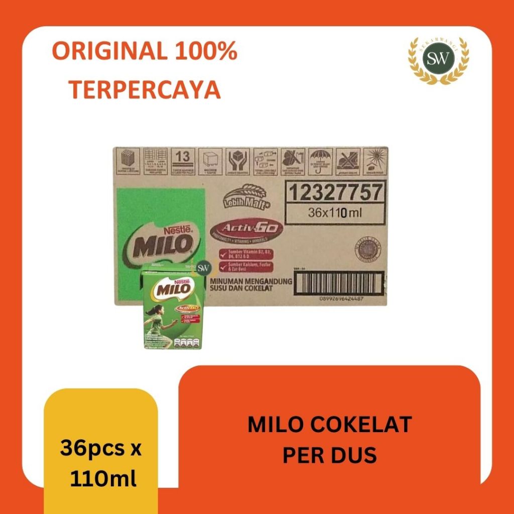 

Milo UHT Cokelat - nestle susu milo - per KARTON/DUS - isi 36 pcs x 110ml