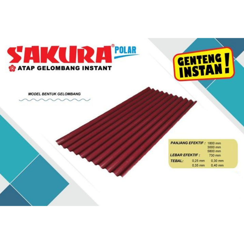 Seng Gelombang Merah Sakura Mx Polar Delima Red 0,25mm