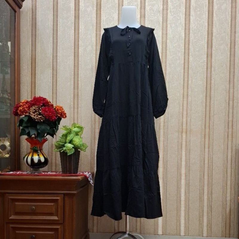 Gamis rayon twil BWi 188 hitam terbaru