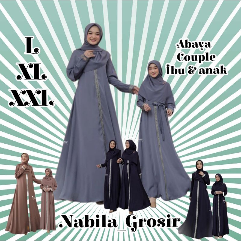 Gamis Couples Ibu Dan Anak/Abaya Turkey Renda Maxi Dress Baju Perempuan Couple/Gamis Abaya Couple Ib