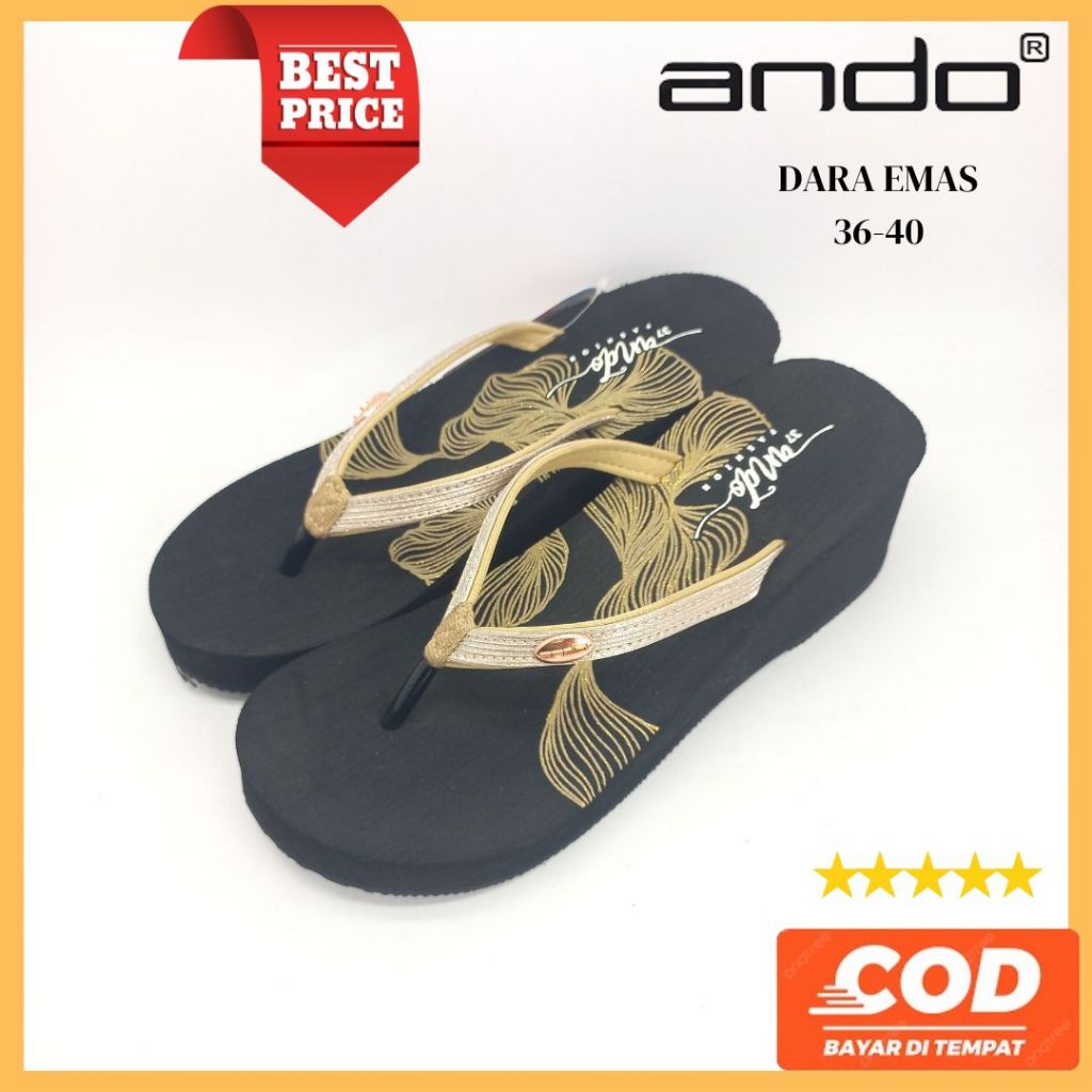 ANDO OFFICIAL SANDAL JAPIT SANDAL WEDGES  WANITA DEWASA DARA TERBARU