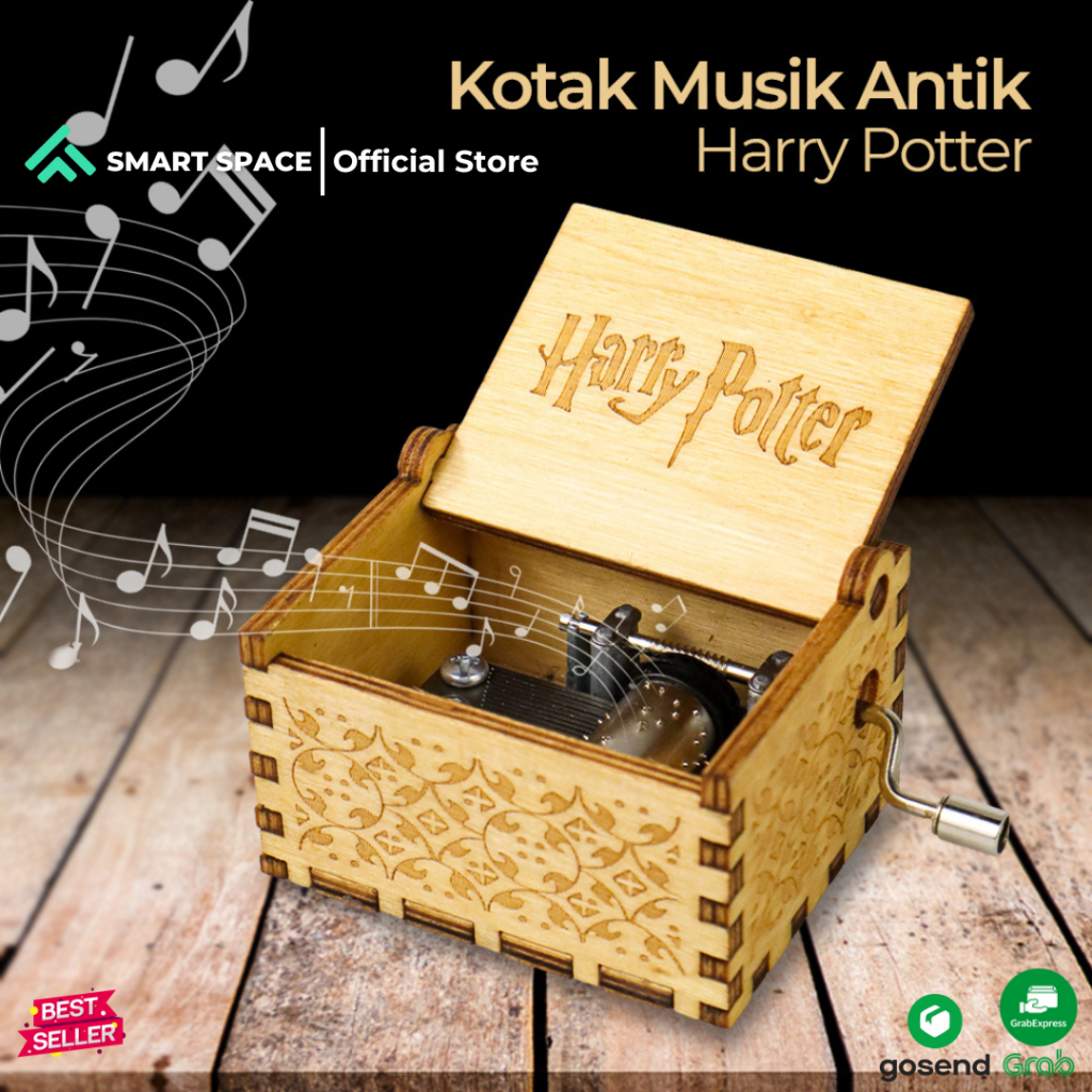 [SPCE] Anpro Kotak Musik Antik Wooden Music Box Kado Hadiah Engraving Harry Potter - ADQ0194 - Woode