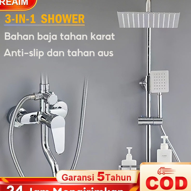 PROMO MURAH REAIM Shower Kamar Mandi Full Set 3 Dalam 1 Set  Kran CabangShower Mandi Set StainlessMa