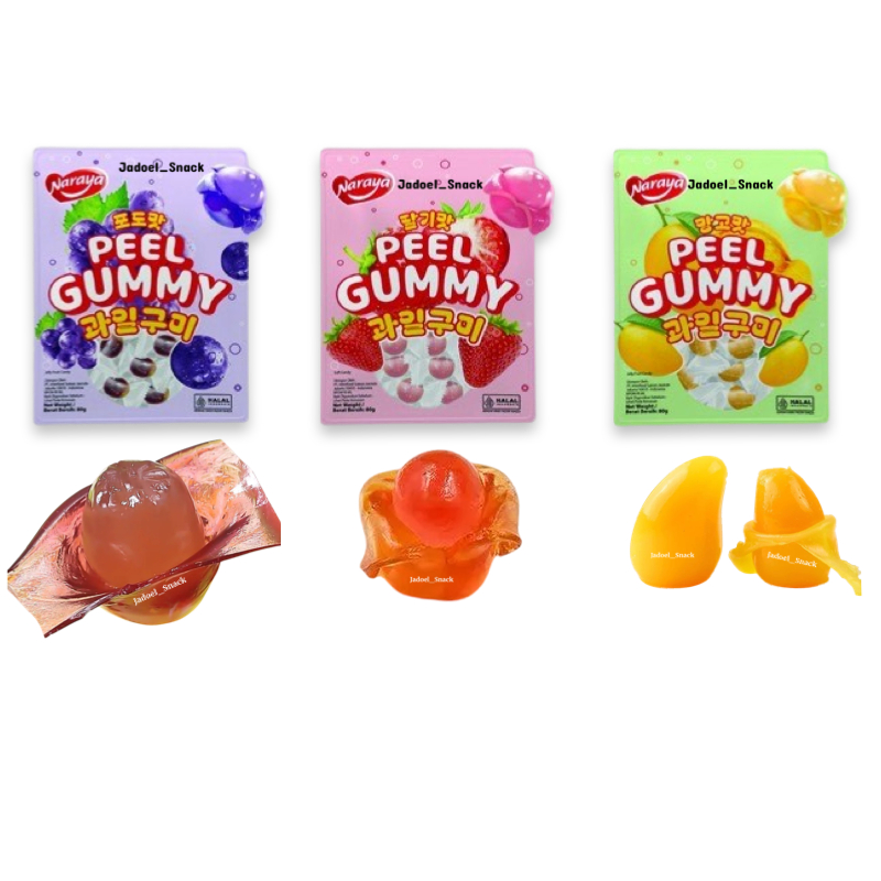 

NARAYA PEEL GUMMY PERMEN KUPAS VIRAL RASA BUAH BUAHAN 80GR STRAWBERRY/GRAPE/MANGGO