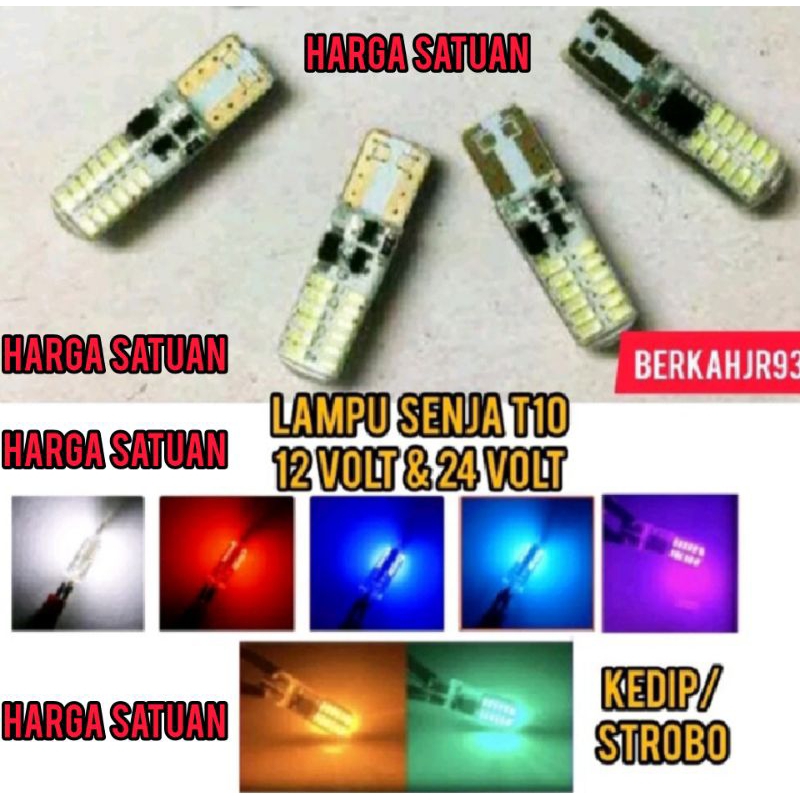 (Satuan) Lampu Senja T10 Nyala Kedip 12 volt-24 volt