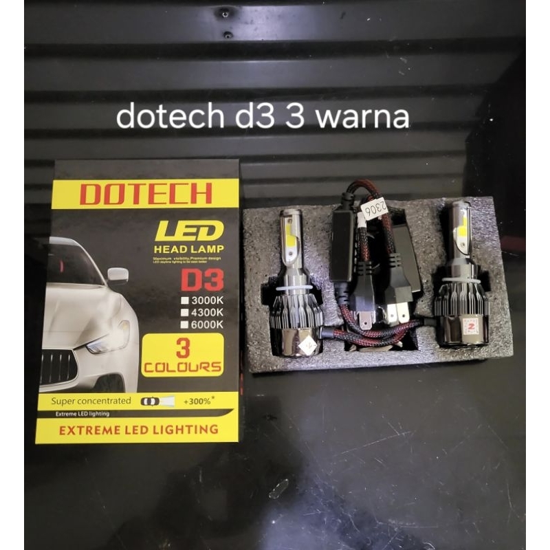 Lampu Led H11 Dotech 3warna, Sorot Terang, Sepasang